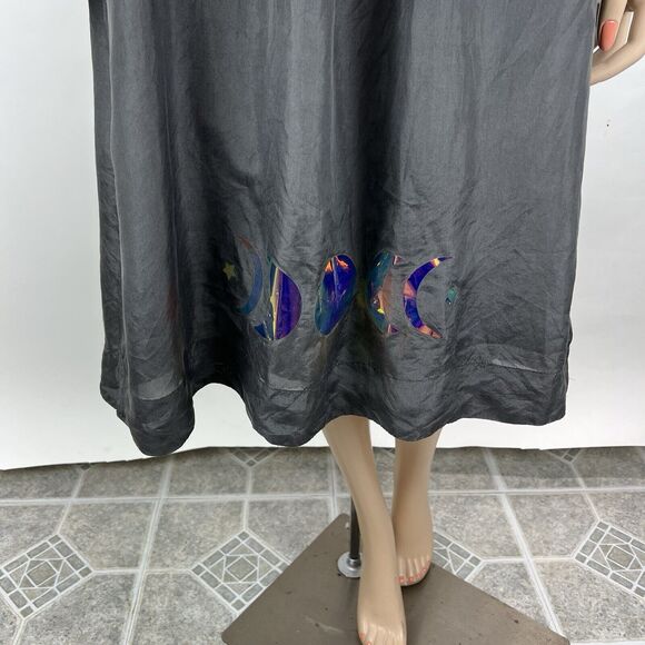 Eileen Fisher Gray Silk Chiffon Pleated Lined Sleeveless Beaded Dress MEDIUM - Picture 10 of 15